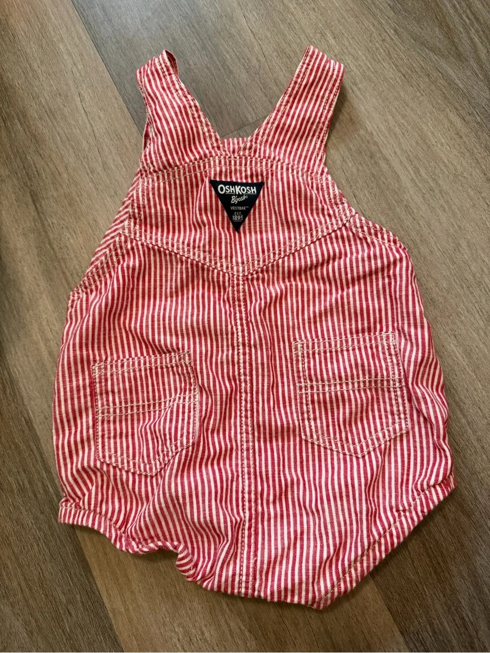OshKosh Red & White Striped Baby Overalls